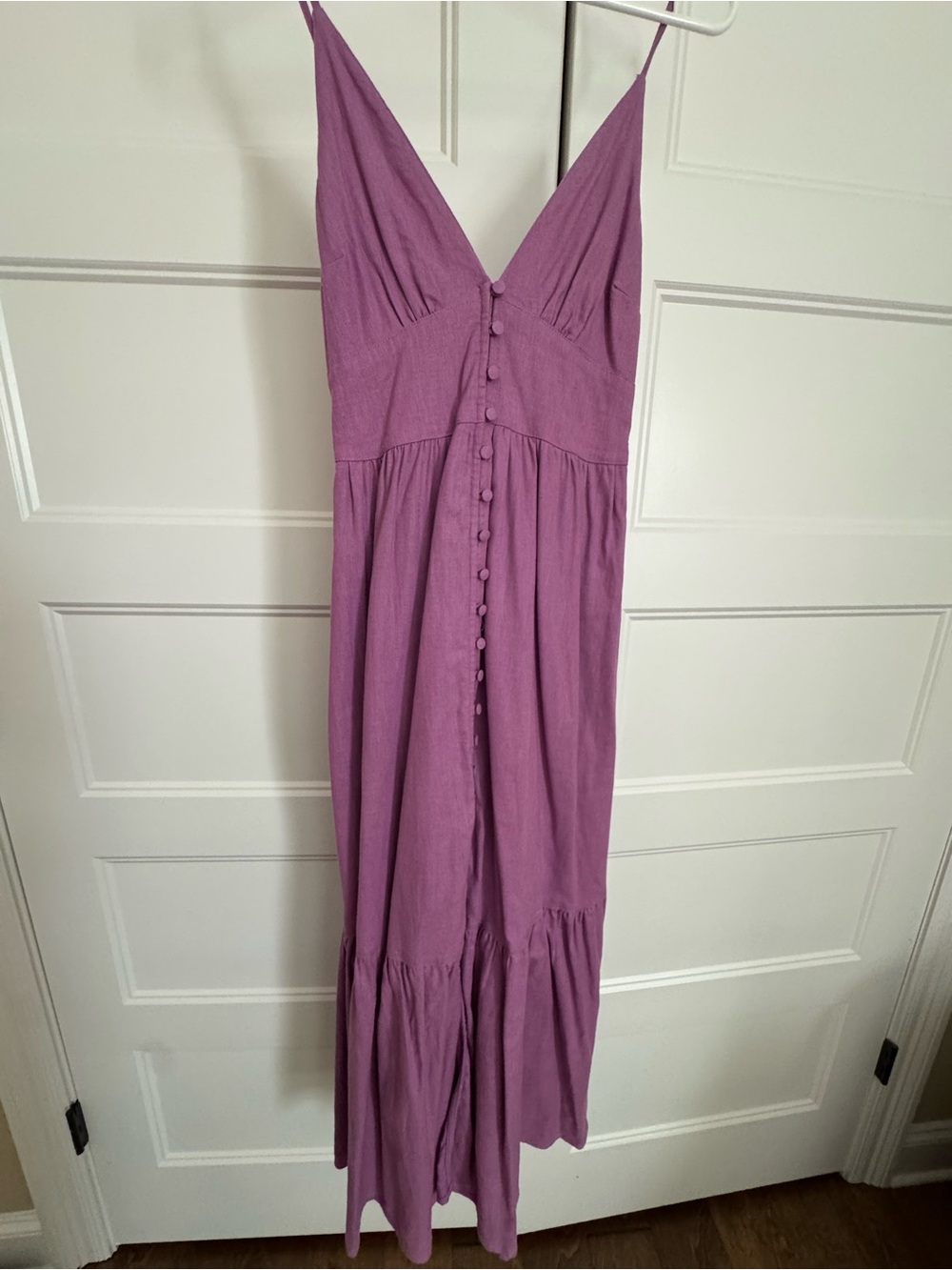 Abercrombie & Fitch Dusty Lavender Button-Front Maxi Dress